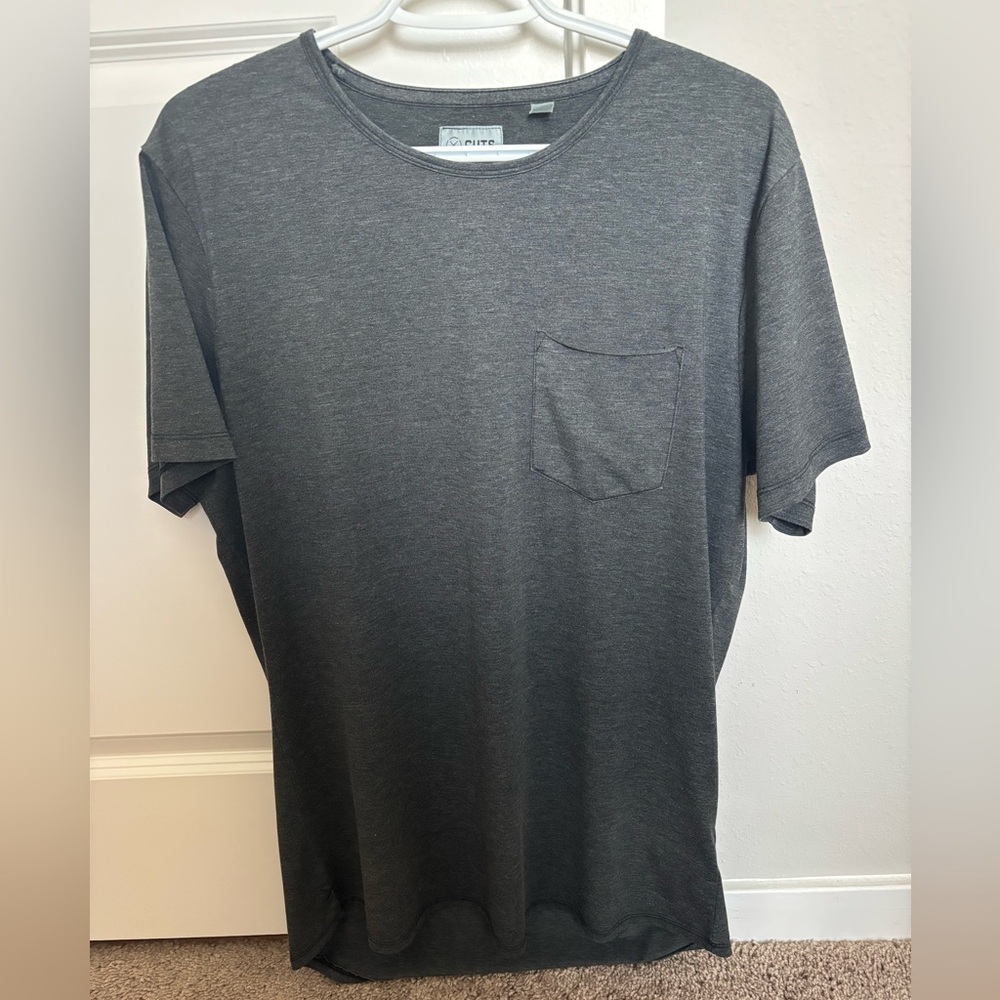 Cuts Clothing Black Pigment Dye Wide-Neck Pocket Crew Elongated